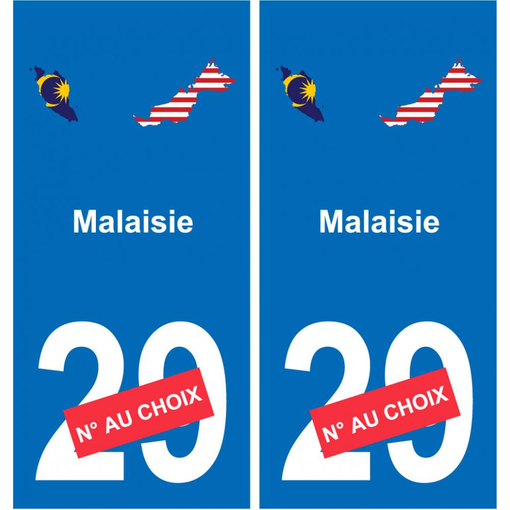 Malaisie carte drapeau autocollant sticker plaque immatriculation auto voiture département