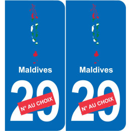 Maldives carte drapeau autocollant sticker plaque immatriculation auto voiture département
