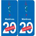 Maldives mapa de la bandera de la etiqueta engomada de la etiqueta engomada de la placa de matriculación