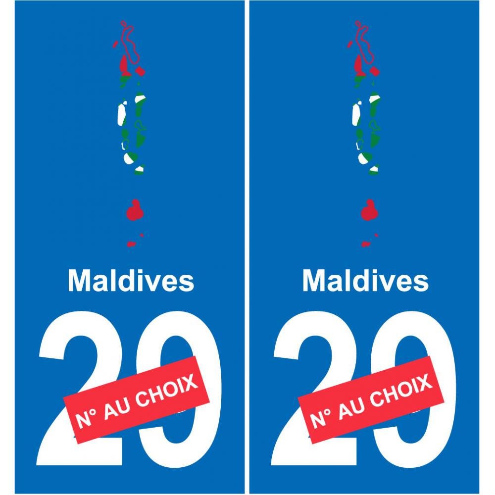 Maldives carte drapeau autocollant sticker plaque immatriculation auto voiture département
