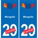 Mongolia mapa de la bandera de la etiqueta engomada de la etiqueta engomada de la placa de matriculación