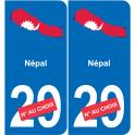 Nepal mapa de la bandera de la etiqueta engomada de la etiqueta engomada de la placa de matriculación