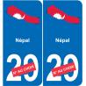 Népal carte drapeau autocollant sticker plaque immatriculation auto voiture département