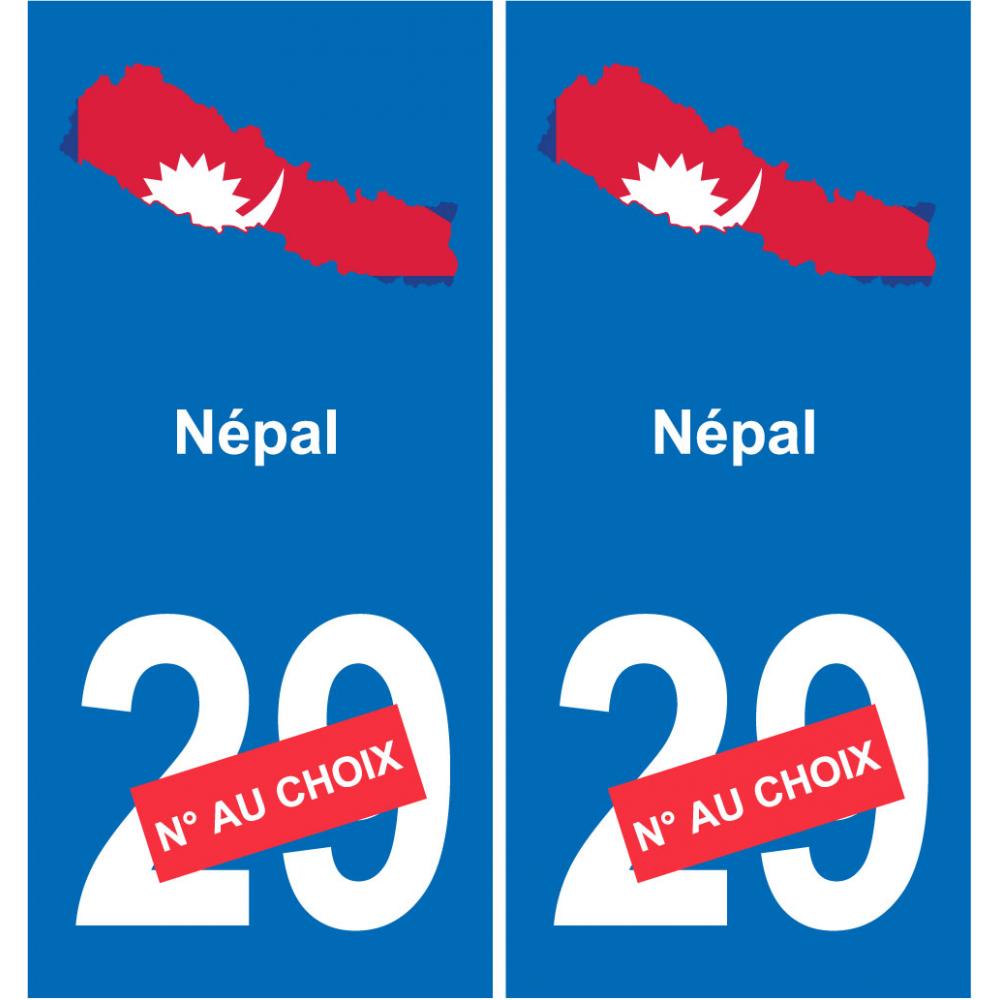 Népal carte drapeau autocollant sticker plaque immatriculation auto voiture département