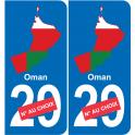 Omán mapa de la bandera de la etiqueta engomada de la etiqueta engomada de la placa de matriculación
