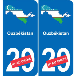 Ouzbékistan carte drapeau autocollant sticker plaque immatriculation auto voiture département