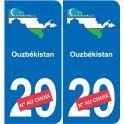 Uzbekistan mappa bandiera adesivo adesivo targa di immatricolazione