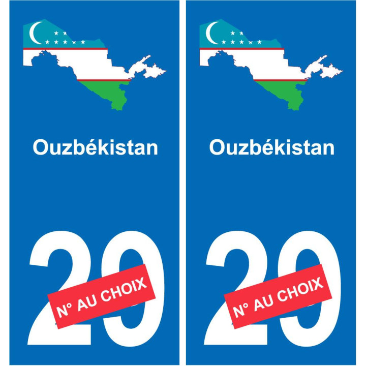 Ouzbékistan carte drapeau autocollant sticker plaque immatriculation auto voiture département