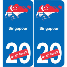 Singapur mapa de la bandera de la etiqueta engomada de la etiqueta engomada de la placa de matriculación