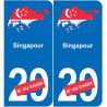 Singapur mapa de la bandera de la etiqueta engomada de la etiqueta engomada de la placa de matriculación