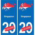 Singapur mapa de la bandera de la etiqueta engomada de la etiqueta engomada de la placa de matriculación
