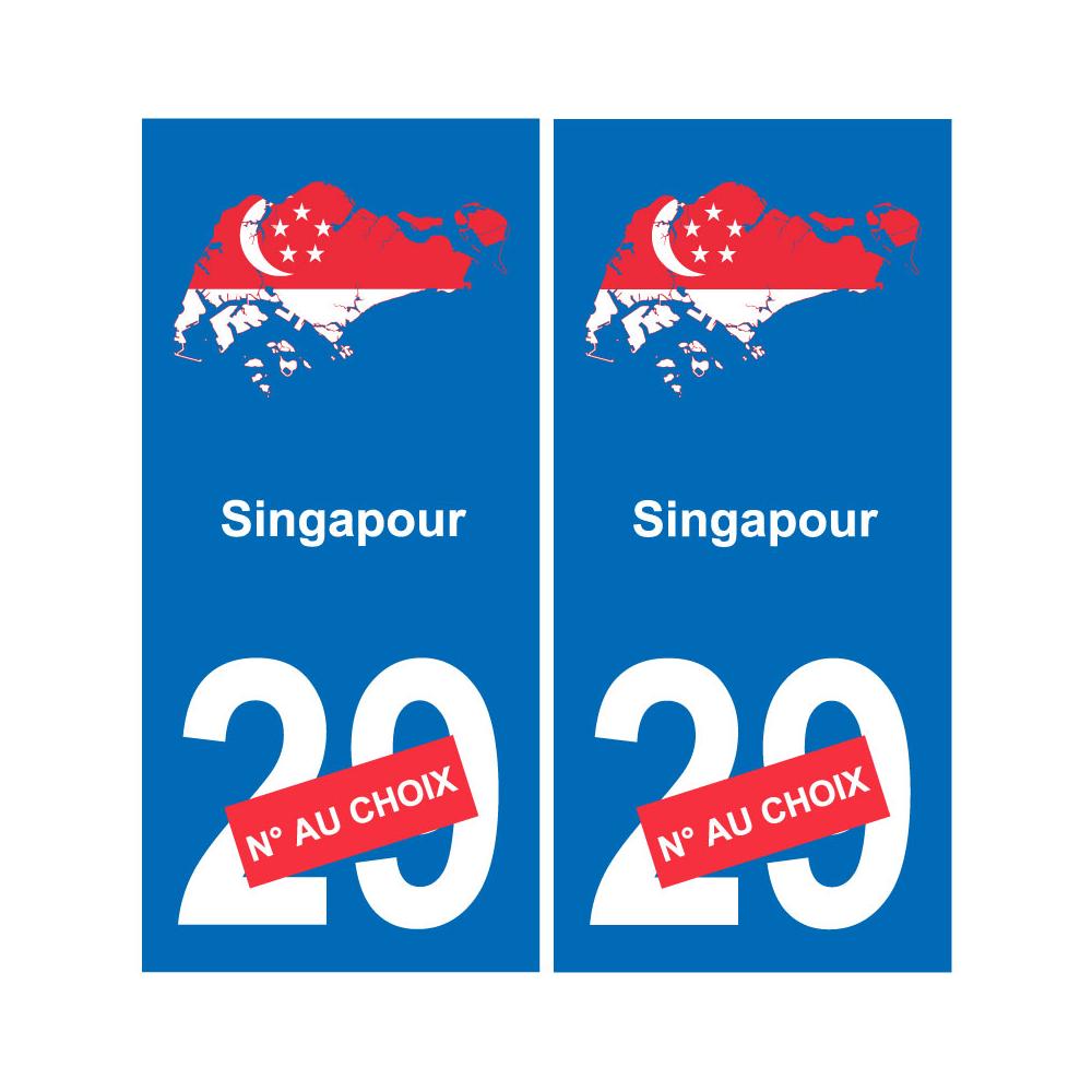 Singapour carte drapeau autocollant sticker plaque immatriculation auto voiture département