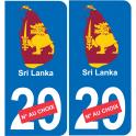 Sri Lanka mapa de la bandera de la etiqueta engomada de la etiqueta engomada de la placa de matriculación