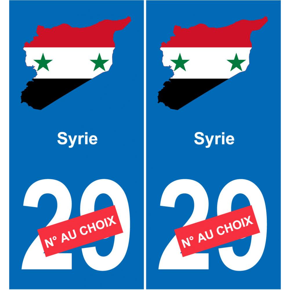 Syrie carte drapeau autocollant sticker plaque immatriculation auto voiture département