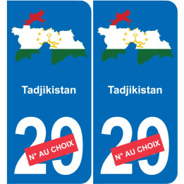 Tadjikistan carte drapeau autocollant sticker plaque immatriculation auto voiture département