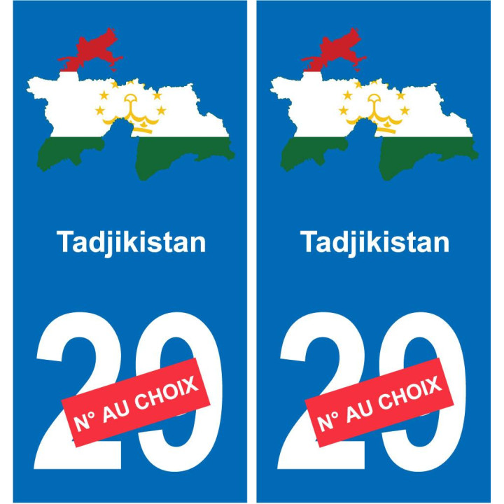 Tadjikistan carte drapeau autocollant sticker plaque immatriculation auto voiture département