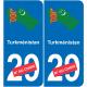 turkmenistán mapa de la bandera de la etiqueta engomada de la etiqueta engomada de la placa de matriculación