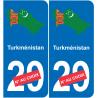Turkménistan carte drapeau autocollant sticker plaque immatriculation auto voiture département
