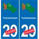 turkmenistán mapa de la bandera de la etiqueta engomada de la etiqueta engomada de la placa de matriculación