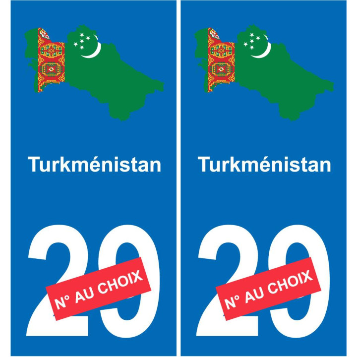 Turkménistan carte drapeau autocollant sticker plaque immatriculation auto voiture département