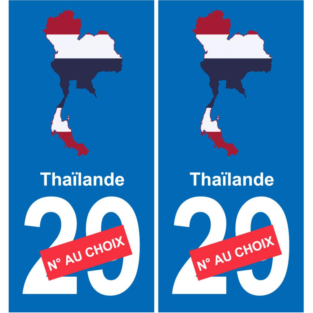 Thaïlande carte drapeau autocollant sticker plaque immatriculation auto voiture département
