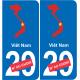 Viêt-Nam carte drapeau autocollant sticker plaque immatriculation auto voiture département