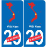 Viêt-Nam carte drapeau autocollant sticker plaque immatriculation auto voiture département