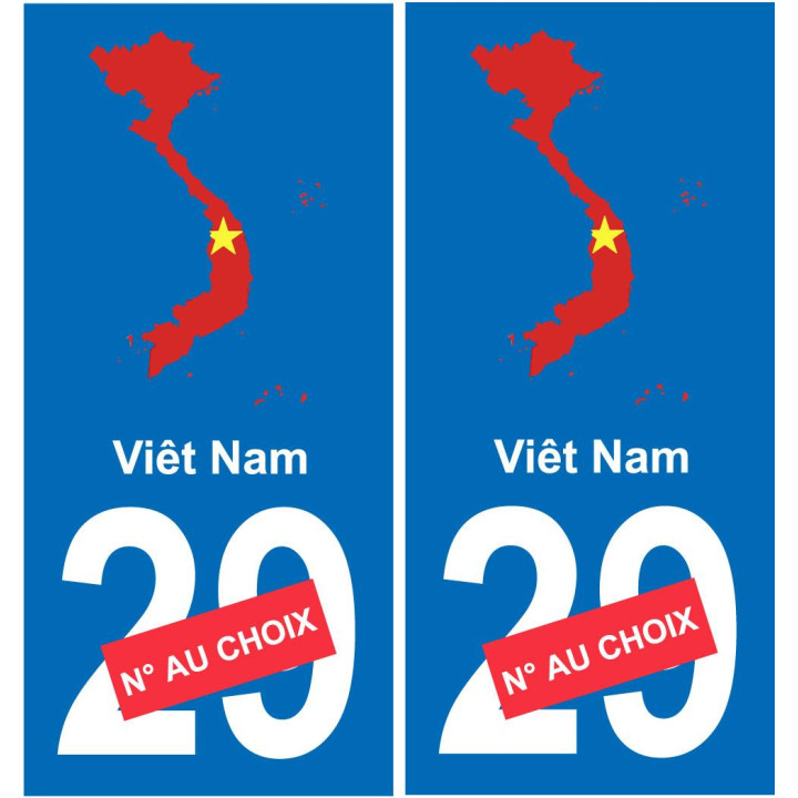 Viêt-Nam carte drapeau autocollant sticker plaque immatriculation auto voiture département