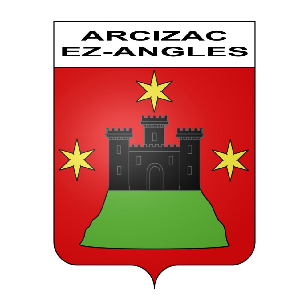 Pegatinas escudo de armas de Arcizac-ez-Angles adhesivo de la etiqueta engomada
