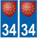 34 Hérault Occitan autocollant plaque