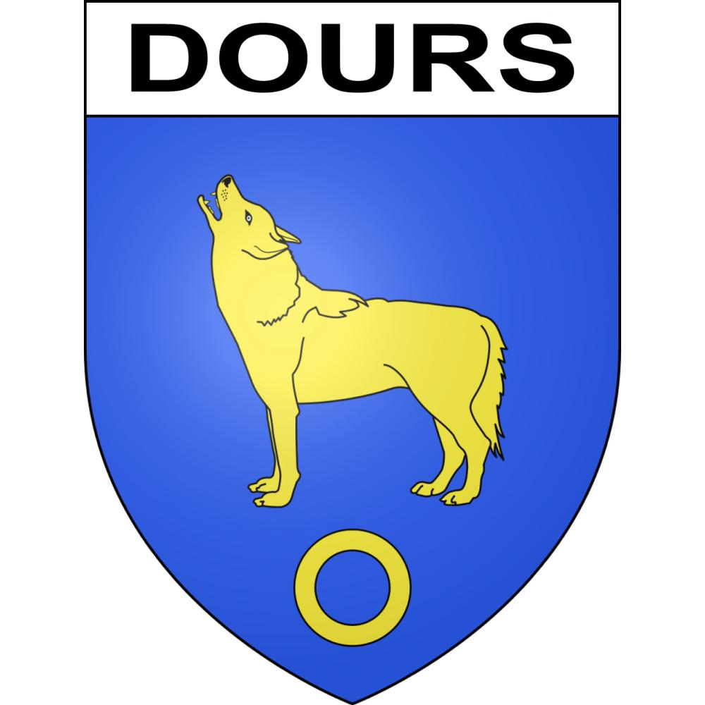 Pegatinas escudo de armas de Dours adhesivo de la etiqueta engomada