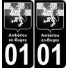 01 Ambérieu-en-Bugey autocollant sticker plaque immatriculation auto ville