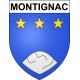 Pegatinas escudo de armas de Montignac adhesivo de la etiqueta engomada