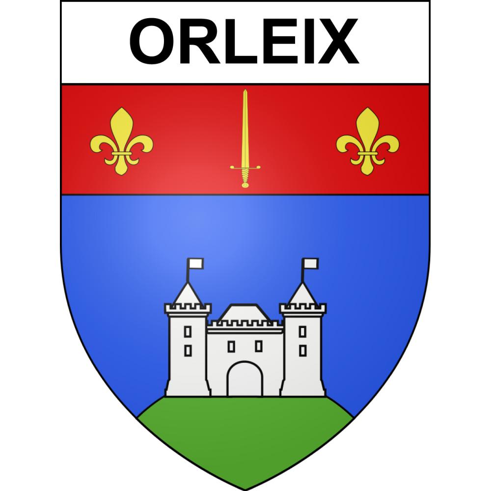 Pegatinas escudo de armas de Orleix adhesivo de la etiqueta engomada