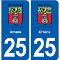 25 Ornans blason autocollant plaque stickers