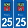 25 Ornans blason autocollant plaque stickers