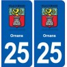 25 Ornans blason autocollant plaque stickers