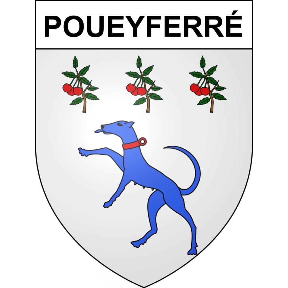 Pegatinas escudo de armas de Poueyferré adhesivo de la etiqueta engomada
