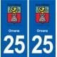 25 Ornans blason autocollant plaque stickers