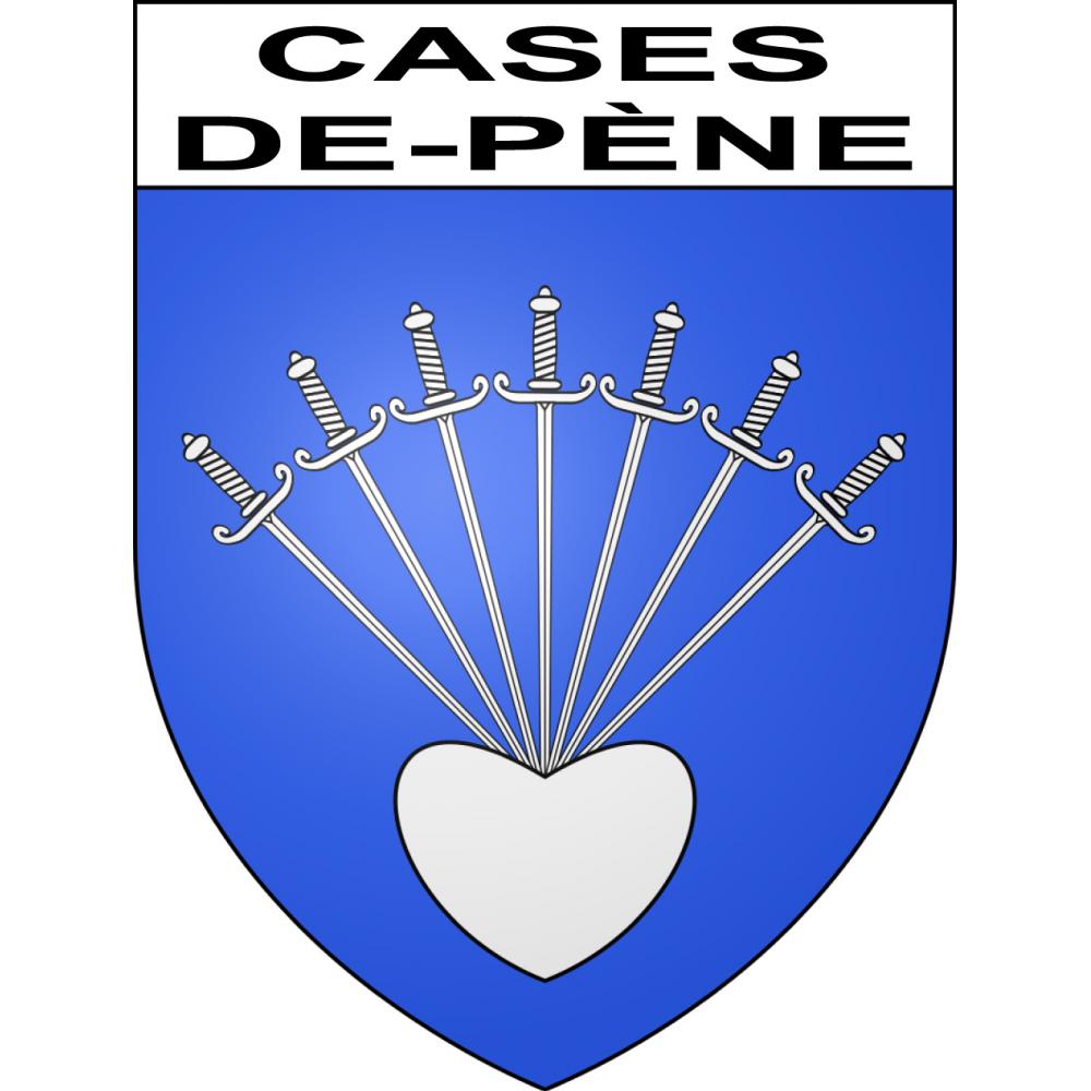 Pegatinas escudo de armas de Cases-de-Pène adhesivo de la etiqueta engomada