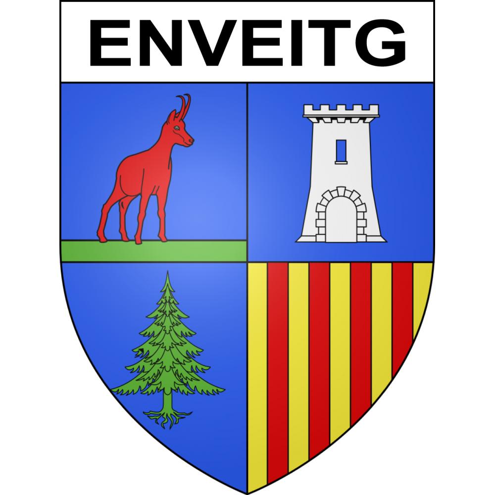 Pegatinas escudo de armas de Enveitg adhesivo de la etiqueta engomada