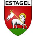 Pegatinas escudo de armas de Estagel adhesivo de la etiqueta engomada