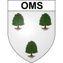 Pegatinas escudo de armas de Oms adhesivo de la etiqueta engomada