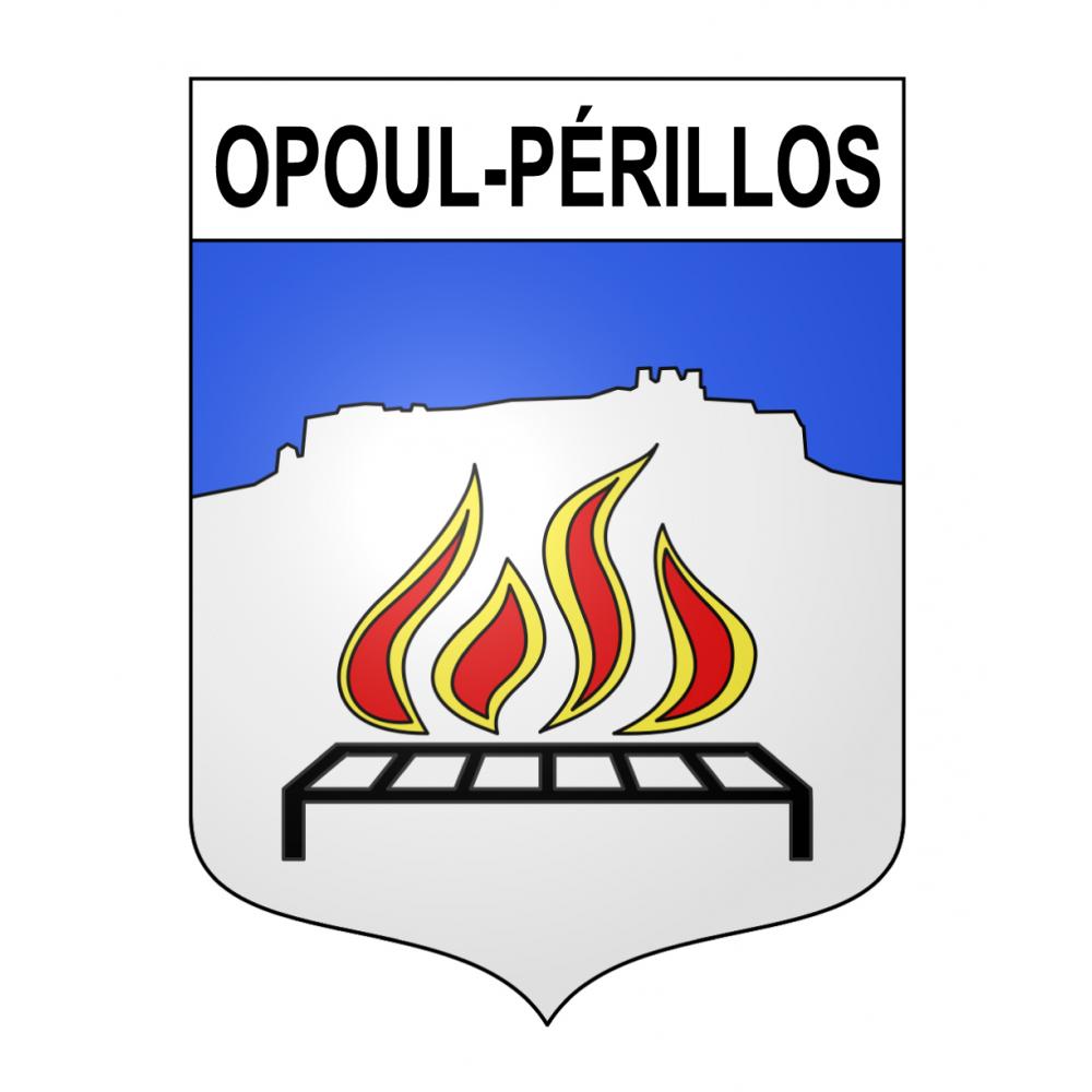 Opoul-Périllos 66 ville sticker blason écusson autocollant adhésif
