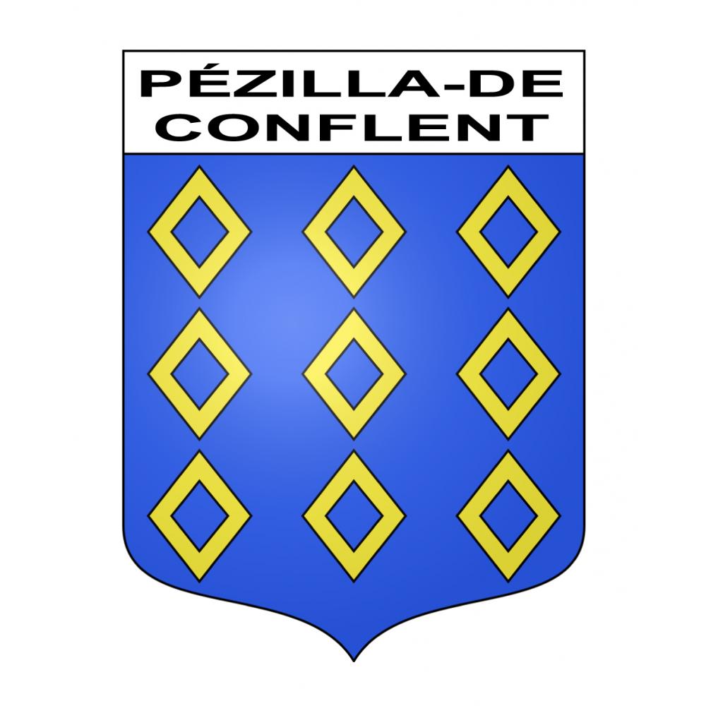 Pegatinas escudo de armas de Pézilla-de-Conflent adhesivo de la etiqueta engomada