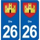 26 Die blason autocollant plaque stickers ville