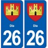 26 Die blason autocollant plaque stickers ville