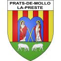 Pegatinas escudo de armas de Prats-de-Mollo-la-Preste adhesivo de la etiqueta engomada