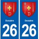 26 de Donzère escudo de armas de la etiqueta engomada de la placa de pegatinas de la ciudad