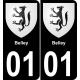 01 Belley autocollant sticker plaque immatriculation auto ville